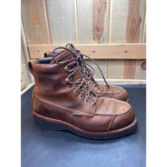 Irish Setter Mens 8 UltraDry Waterproof Leather Work Boots Brown Lace-Up